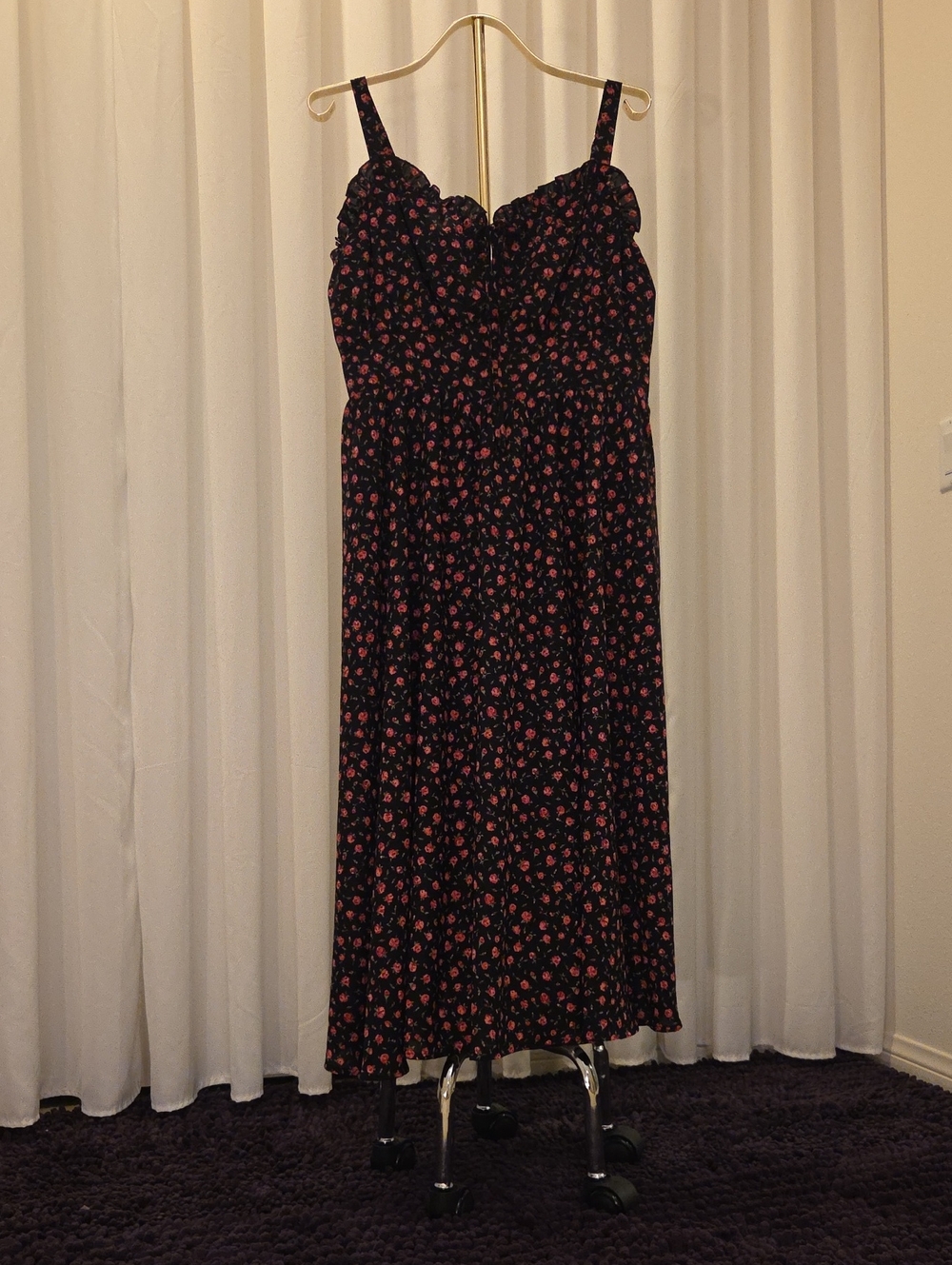 Scarlet Darkness Women Summer Floral Dress Black & Pink 2XL Like New